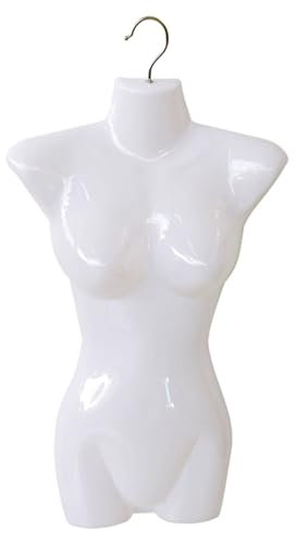 Hängende Modepuppe Zum Ausstellen, Schneiderpuppe Für Rücken, Körper, Torso, Mit Haken Zum Aufhängen, Modellständer Aus Kunststoff Für T-Shirt-Ausstellung,White,Large,5pcs