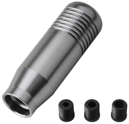 Car Gear Shift Knob, 8.5 CM Universal Gear Knob, Manual 5 Speed 6 Speed Gear Stick Knob, Premium Aluminum Gear Stick Shifter Lever with 3 Adapters for Most Manual Automatic Vehicles(Silver)