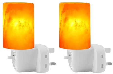 2-Pack Plug in Night Light Salt Lamp, Cylinder Shape with ON/Off Switch, 4 Extra Bulbs, switchable and Unique Wall Light Makes for The Perfect Choice for Gifts.