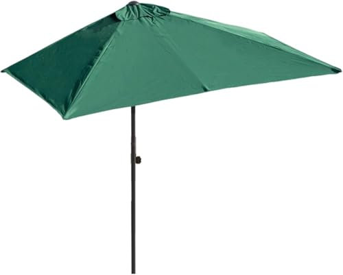 Parasol de terrasse rectangulaire avec 5 baleines et poteau en acier, demi-parasol portable, résistant au soleil, imperméable, en polyester, pour jardin, cour, balcon, mur, bord de piscine, Vert