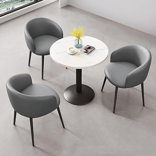 GHHDPDMJ Konferenztisch fürs Büro, Kleiner Besprechungstisch, einfacher Bürotisch, rundes Tisch- und Stuhlset, Kombination aus Empfangstisch und Stuhl, 60 cm, 1 Tisch, 3 Stühle, platzsparende Möbel (