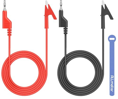 ALLmeter 4mm Bananenstecker auf Krokodilklemmen Messkabel, 1,2 m, 20A, 1000V, mit hochwertiges Kupfer, isoliert, für Multimeter, Netzteile, elektrische Prüfungen und Laboranwendungen