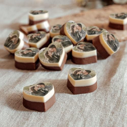 Pralinen mit Foto in Geschenkbox - Personalisierte Herzform Pralinen mit deinem Lieblingsfoto (36 Stück)