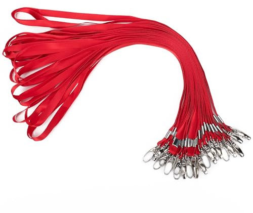Segus Schlüsselanhänger Band, 20 Stück Schlüsselband Rot, Umhängeband Schlüssel, Lanyard für Ausweishüllen, Schlüssel, Namensschilder und Plastikkarten