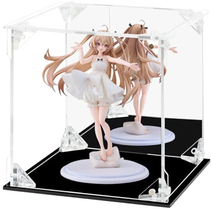 FHMIDIC Acryl Vitrine, transparente Actionfiguren Vitrine mit verspiegelter Rückseite, staubdichter Schaukasten, Alternative Glasvitrine für Sammlerstücke, Figuren, Modelle, Spielzeug (15x15x15cm)