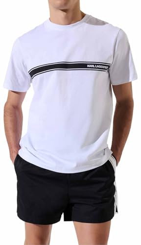Karl Lagerfeld, Men's, Elongated Logo Graphic Tee, White, XL