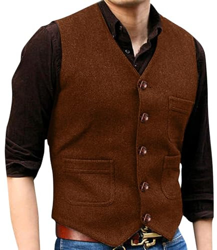 Generisch Costume pour homme élégant - Coupe droite - Costume pour homme - Robe de mariée - Gilet - Veste - Bottines western - Noir, Orange, 3XL