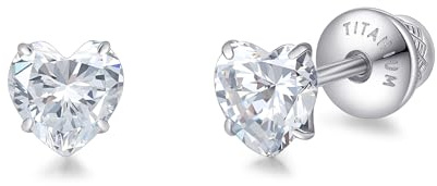 Limerencia Boucles d'oreilles en Titane Avec Fermoir à Vis, G23 Boucles d'oreilles Médicales Hypoallergéniques CZ 5 mm pour Femmes et Hommes Sensibles