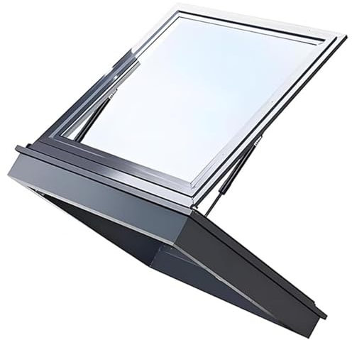 YUGXTH Dachfenster, Kellerausgangsabdeckung, Geneigtes Flachdach-Lichtschachtfenster im Keller, Aluminium + Gehärtetes, Manuell Entlüftendes Mehrwinkel-Dachfensterhaus, für Dachboden(LxW 90x60cm/35.4x