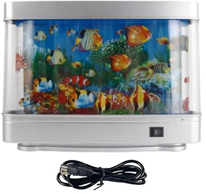 Depósito de peces falso Mini Acuario - Lifelike Decorative LED - Pantalla de simulación de agua | Acuario artificial para uso nocturno Bebé Adulto Habitación Infantil Cumpleaños Disfrutar Tranquilo