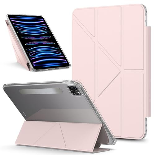 Protection des tablettes Compatible With iPad Pro 12.9-Inch (2022/2021/2020) Case Detachable Magnetic Cover Slim Protective Case,Multi-Angle Viewing Clear Transparent Back Shell Shockproof Tablet Cove