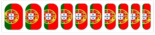 5 feuilles de bandes adhésives pour vernis à ongles, motif drapeau du Portugal, autocollantes pour ongles.
