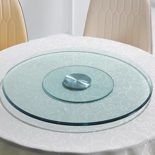 YCYHZC Plato Giratorio Redondo De Cristal 80 90cm Bandeja Giratoria Doble Para Reuniones Familiares Bandeja Servir De Cristal Templado(90cm(35in))
