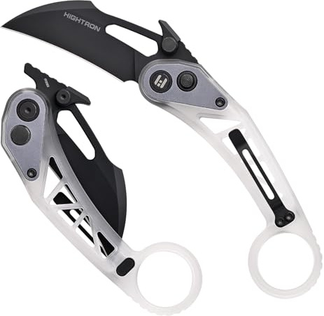 Hightron Glaclaw Cyroclaw Klappmesser 3,94'' M390 Klinge und Acrylgriff Superleicht Taschenmesser mit unterstützter Öffnung Knopfverriegelung Reverse Grip Taktische Klauenmesser für Überleben