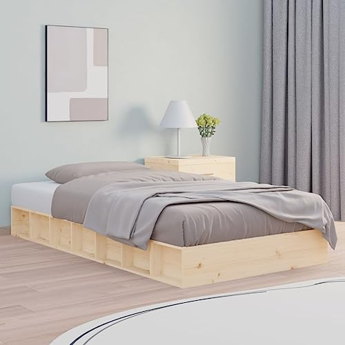 Bucmath Massivholzbett 90x200 cm Kiefernholz, Robustes Bettgestell aus Naturholz, platzsparendes Design für Schlafzimmer, Stabiler Plattformbett-Rahmen, langlebige Möbel