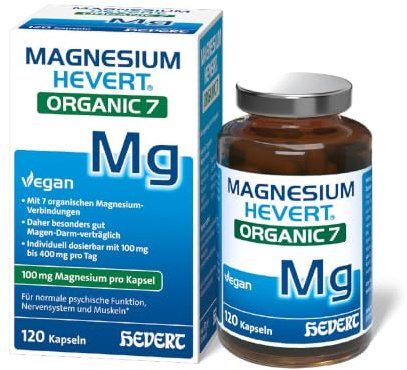 Magnesium Hevert Organic 7 Kapseln, 120 St. Kapseln | 7-fach organisches Magnesium für Muskeln, Nerven und Psyche