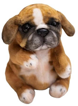 Fenteer 20 cm großes Plüschhunde-Sofa-Deko-, realistisches, niedliches Kuscheltier, Geschenkidee für die ganze Familie (Erwachsene, Jungen, Mädchen), Braun