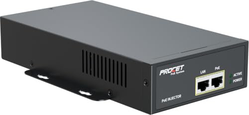 PROCET PoE-Injektor PoE++ mit bis zu 95 W Gigabit Power Over Ethernet, breiter Temperaturbereich von -40°C to 65°C für PTZ/CCTV-Kamera, UniFi/Cisco Access Point, Basisstationen und Smart Factories