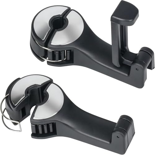 MOSILA 2 Stück 2 in 1 Kopfstützenhalterung Auto Haken mit Handyhalterung,versteckter Haken mit Handyhalterung 360° Versteckter Drehbar Einstellbar für Tasche, Geldbörse, Stoff,Telefone