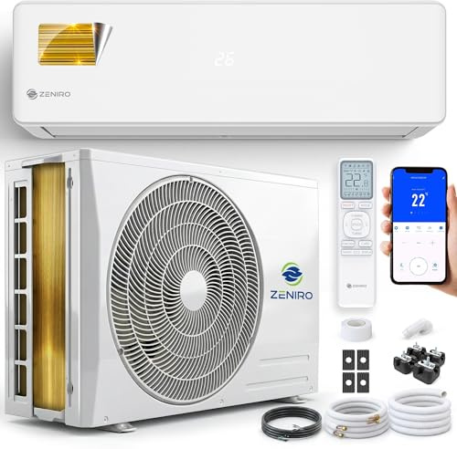 ZENIRO Set Condizionatore 18000 btu Split Climatizzatore Pompa di Calore Inverter - 5,2kW A++ WiFi/App 4D AirFlow Autopulizia Kit Montaggio Precaricato R32 Air Conditioner