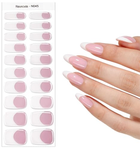 BCHKO Pegatinas de Gel Pink Ombre | 20 Pcs Semicurado | Adhesivos para Uñas, Envolturas de Esmalte(Manicura francesa rosa)