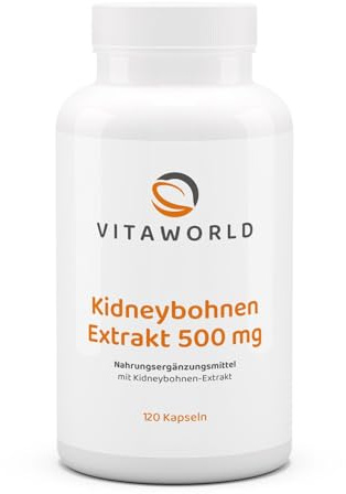 3er Pack Vita World Kidney Bohnen Extrakt 500mg 360 Kapseln mit Wirkstoff Phaseolin Apotheker-Herstellung - Vegan