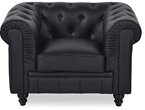 INTENSE DECO Fauteuil Chesterfield Regency Noir