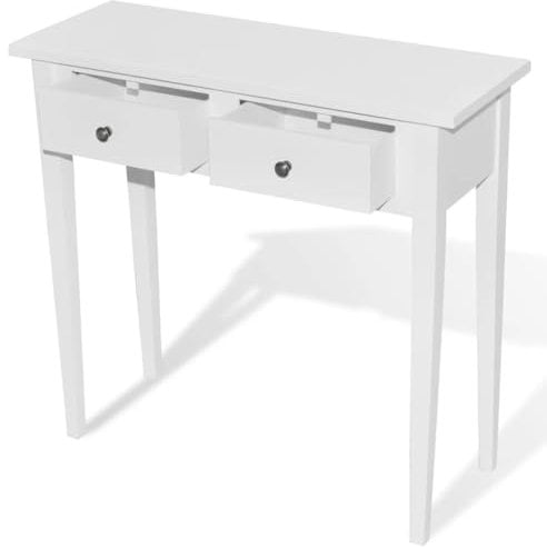 vidaXL Table de Console Coiffeuse 2 Tiroirs Blanc Salon Bureau Table d'Appoint