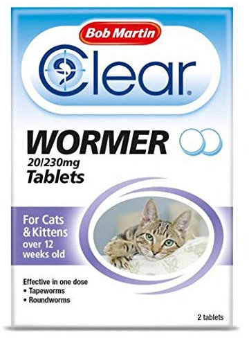 Bob Martin Clear Wormer Tablets for Cats and Kittens over 12 Weeks Old - 2 Tablets
