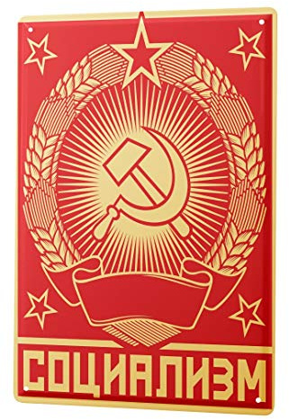 Blechschild Vintage Retro Metallschild Wandschild Blech Poster Nostalgie Hammer und Sichel