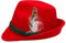 Alpenflüstern Damen Trachten-Filzhut mit Hutfeder ADV02500M20 rot - Medium (56/57)