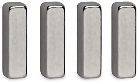 MAUL Neodym-Stabmagnet – Magnet mit hoher Haftkraft für einen vielseitigen Einsatz – Magnet stark mit elegantem und modernem Design – 4 x 4 x 15 mm – 4er Pack – hellsilber