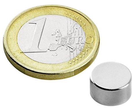 10 x Scheibenmagnet Rundmagnet Ø 9x 5mm - Neodym N50, Nickel - hält 2,4kg - Magnetscheiben - starke Supermagnete mit extremer Haftkraft für Kühlschrank Magnet Glasboards Magnettafel Pinnwand Whiteboard