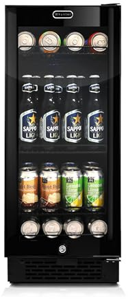 Whynter BBR-801BG Built Beverage Refrigerator and Cooler Mini Fridge with Glass Door with Lock, 3.0 Cubic Feet, Black, 100