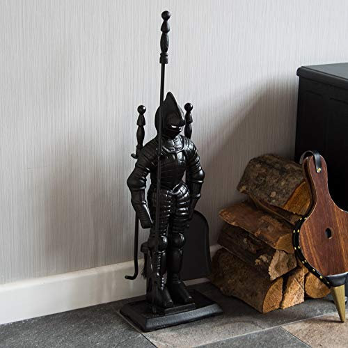 Fire Vida-Ritter-Soldat Kamin-Begleiterset, Metall, Stück von 5Schwarz, 79.0x10.0x15.0