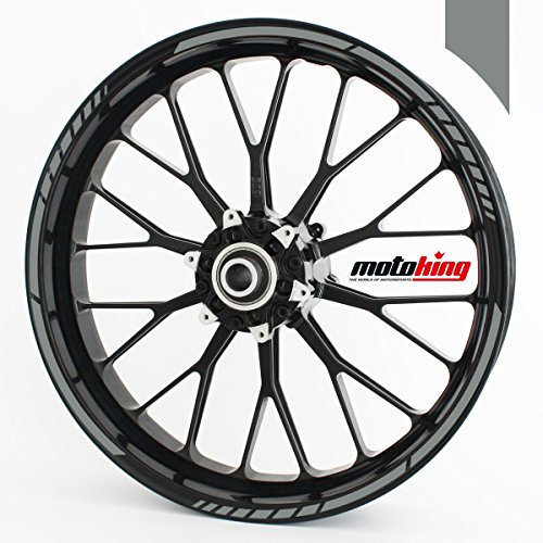 Motoking Felgenrandaufkleber im GP-Design in MATT/für 10 bis 14 / MAUSGRAU MATT