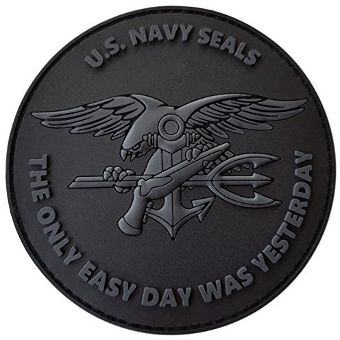 US Navy Seals The Only Easy Day Was Yesterday DEVGRU NSWDG Morale PVC 3D Touch Fastener Patch (Blackout Subdued)