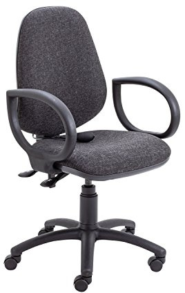 Office Hippo Desk Chair, Ergonomic Home & Office Chair With Adjustable Seat, Back & Lumbar Pump For Comfort & Support, Computer Chair With Fixed Arms For Daily Use - Charcoal