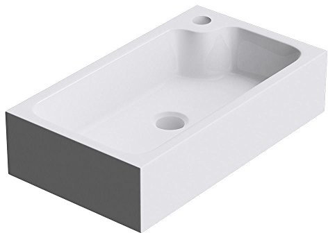 Durovin Bathrooms Compact Sink Stone Resin Bathroom Basin - Countertop Mount Rectangular Bathroom Vessel - Single Corner Tap Hole - 460mm Wide -Bathroom Basin Only