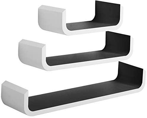 WOLTU Wandregal U Form Bücherregal Wandboard, 3er Hängeregal, schwarz RG9273sz
