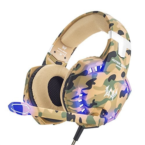 VersionTECH. Gaming headset for PS4 Xbox One PC Headphones with Microphone LED Light Noise Cancellation Over Ear Compatible with Nintendo Switch Games Laptop Mac (Camouflage)
