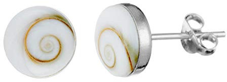 81stgeneration 925 Sterling Silber Ohrstecker mit Shiva-Auge Muschel – 8mm Muschel Ohrstecker