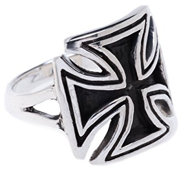 Windalf Mittelalterring TARCAN 17 mm Eisernes Kreuz Schwarzes Tatzenkreuz 925 Sterlingsilber