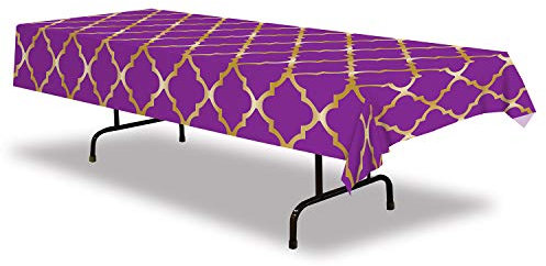Beistle Gitter-Tischdecke, 2-teilig, 137, 2 x 274, 3 cm, Violett/Gold