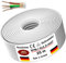 MAS-Premium Câble d'alimentation NYM-J pour pièces humides - 5, 10, 15, 20, 25, 30, 35, 40, 50, 60, 70, 75, 80, 90 ou 100 m - Câble gainé NYM-J 4 x 1,5 mm² - Anneau pour une pose fixe (25 m)