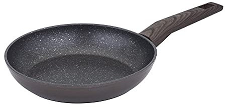 RESTO 93021 Frying Pan 22 Cm - Forged Aluminium Pan with Pfluon Non-Stick Coating and Ergonomic Wooden Soft Touch Handle - Suitable for All Types of Cookers - Including Induction