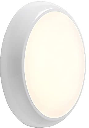 National Lighting LED Emergency Bulkhead Light – 18W Outdoor Security Wall Light - Mains Powered IP65 Round Outdoor Light– IK10 Wall/Ceiling Mounted Dome Bulkhead Fitting with CCT for Indoor Outdoor