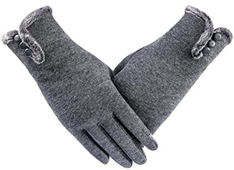 Gants épais doublés coupe-vent de téléphone d'écran tactile pour les gants chauds d'hiver de Madame de femmes (gris01, Taille Unique)