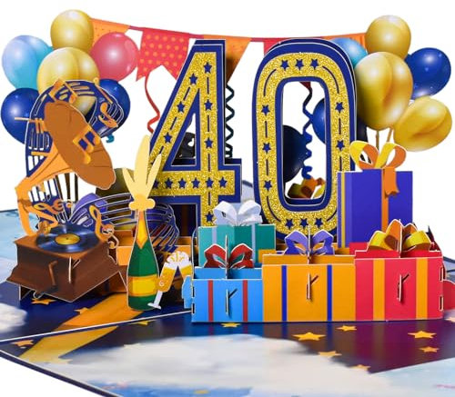 Magic Ants Pop-Up-Karte zum 40. Jahrestag, Geburtstagskarte, Karte zum 40. Hochzeitstag, 3D-Grußkarte, 40 Jahre alte Geburtstagskarte, Glückwunschkarte