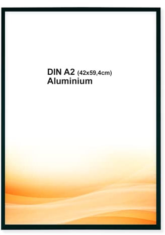 RAWWEST.BIS Alu Bilderrahmen 42x59,4cm DIN A2 Plakatrahmen Alurahmen mit Plexi Rahmen aus Aluminium für Bilder Poster Fotos und für Puzzle, Posterrahmen Fotorahmen, Schwarz